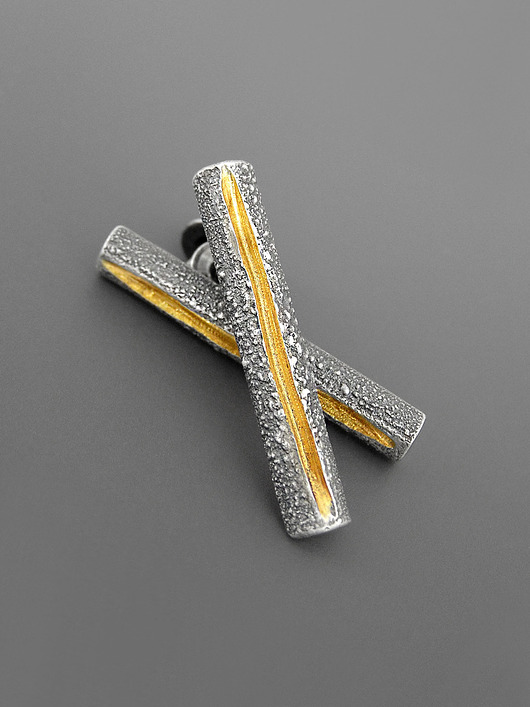 kolczyki srebrne Obrączka, Surowe Srebro Pozłacane