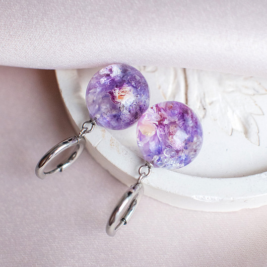 kolczyki z żywicy Kolczyki z gipsówką