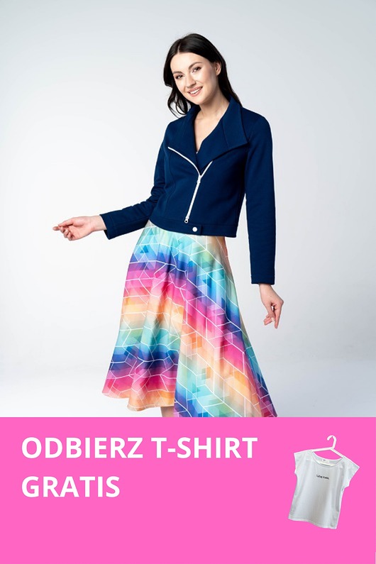 kurtki damskie Ramoneska damska Deep Blue granatowa z dresówki T-SHIRT GRATIS