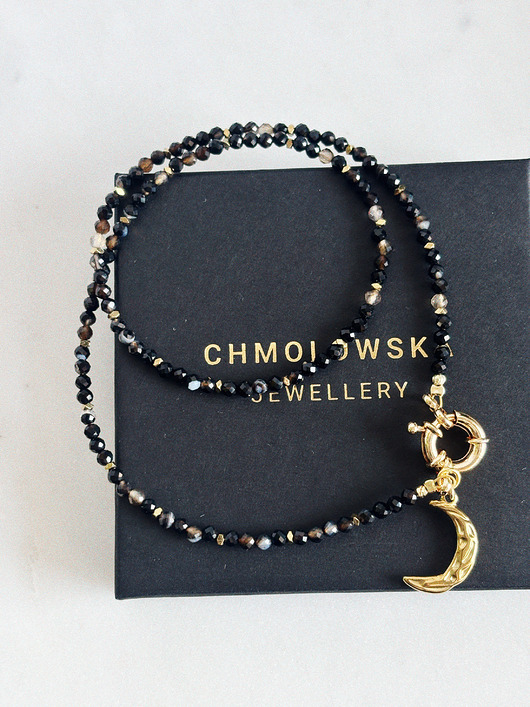 naszyjniki - inne Naszyjnik Agat Czarny Księżyc