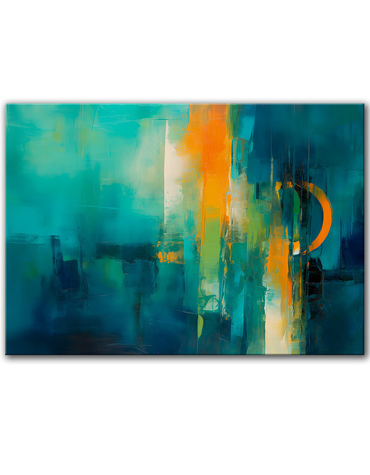 obrazy Obraz na płótnie - 100x70 cm  Abstrakcja w turkusie  (1-0653)