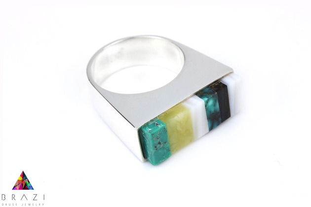 InspiRING Mix srebro rozmiar 18 Brazi Druse Jewelry
