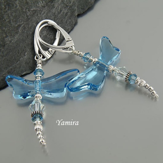 kryształ Swarovski Aquamarine Dragonfly - kolczyki yamira
