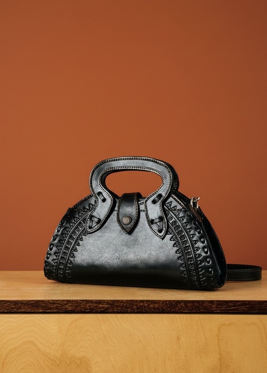 torby na ramię Torebka skórzana ręcznie robiona góralska Cuero czarna torba na ramię