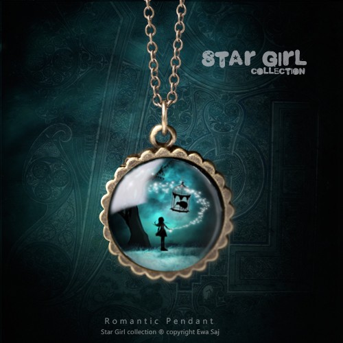 wisiory Star Girl i Kiwi, romantyczny medalik