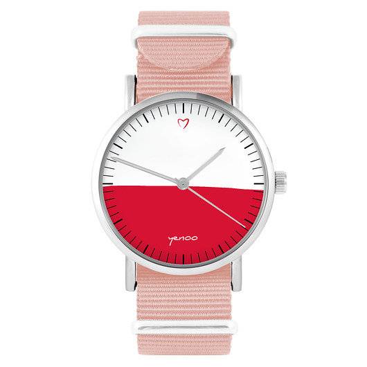 zegarki damskie Zegarek - Polska flaga - brzoskwiniowy róż