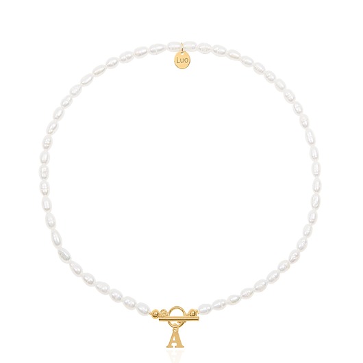 chokery Choker z naturalnych pereł z literką