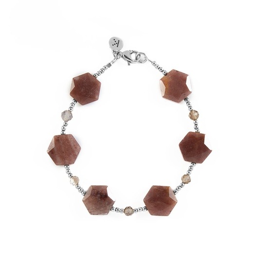 bransoletki z kamieni naturalnych Bransoletka o wyjątkowym kształcie Awenturynu  - Wersja Srebrna