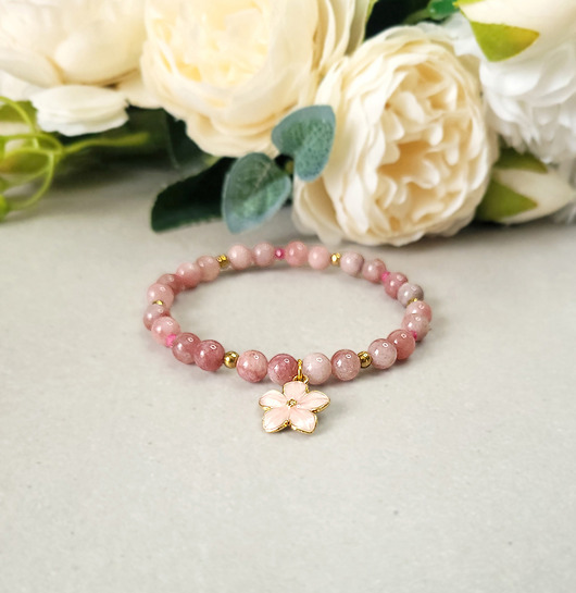 bransoletki z kamieni naturalnych RADOŚĆ- bransoletka z kwiatkiem