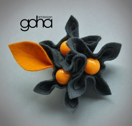 pomarańczowe z grafitem FlowerFelt Design
