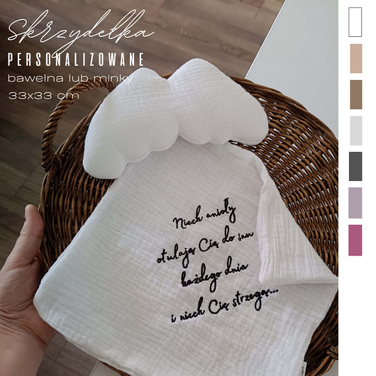 Chrzest - inne Skrzydełka - pamiątka narodzin, chrztu  haft  kolory