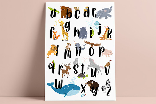 grafiki i ilustracje Plakat alfabet angielski zwierzęta