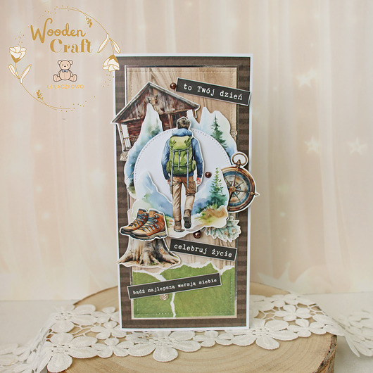 kartki scrapbooking Męska kartka urodzinowa dla fana górskich wycieczek "Mountain Hiking 1"