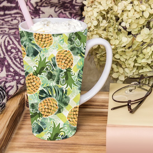 Kubek Latte z nadrukiem - Wakacyjny Ananas AllbagAllprints