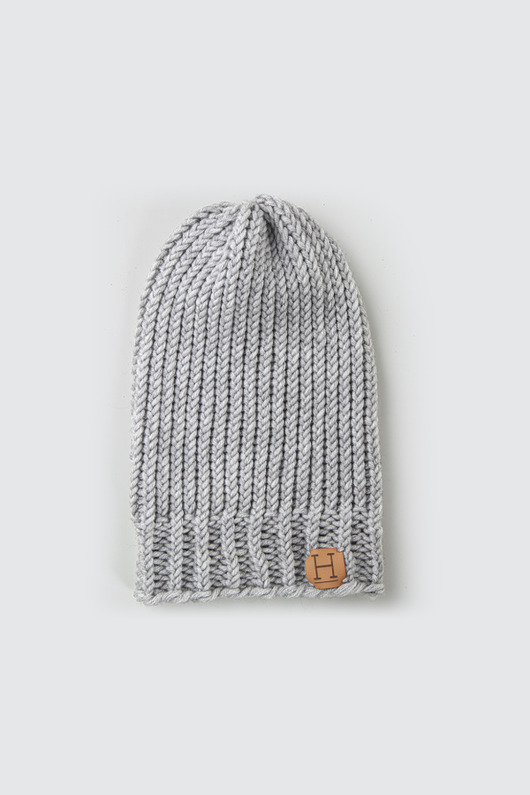 czapki damskie Czapka beanie z wełny merynosa handmade SZARY