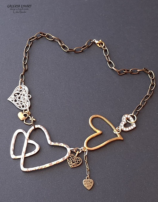 naszyjniki - inne Naszyjnik z samych serc dla osoby kochającej unikaty biżuteryjne handmade