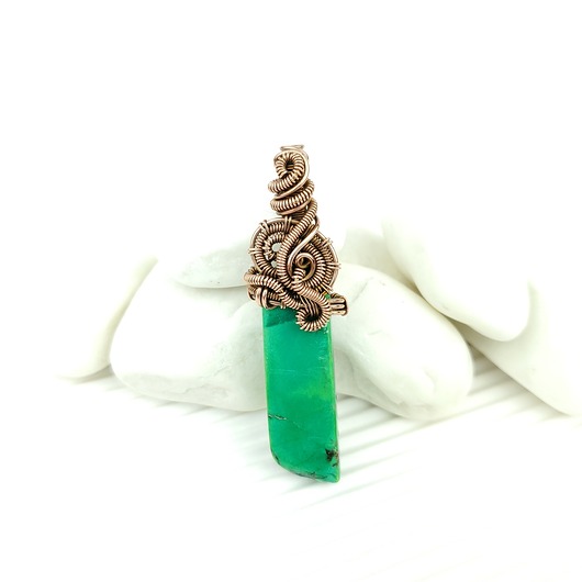 wisiory Jaspis cesarski wisiorek wire wrapping