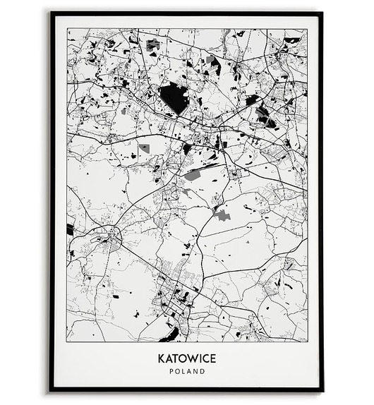 plakaty Plakat miasto POLSKA - KATOWICE 3  obraz MAPA