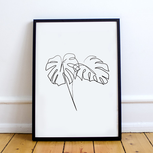 Plakat Liście Monstery - kolekcja Single Lines trochę na ścianę