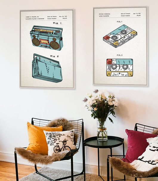 plakaty Magnetofon i kaseta - patenty - 2 plakaty