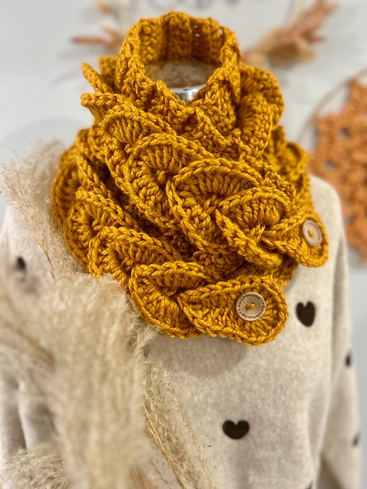 szale damskie Komin na szydełku