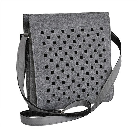 Mini bag listonoszka - czarny ażur - szara Beltrani