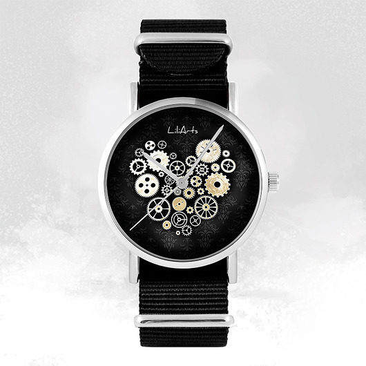 Zegarek - Steampunk heart, czarny - czarny, nato yenoo