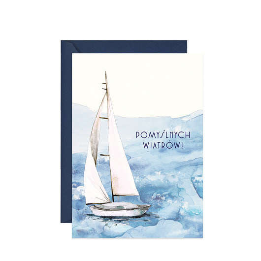 kartki okolicznościowe - wydruki Kartka z żaglówką Pomyślnych wiatrów