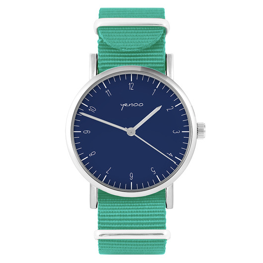 zegarki unisex Zegarek -  Simple granatowy  - turkusowy, nylonowy