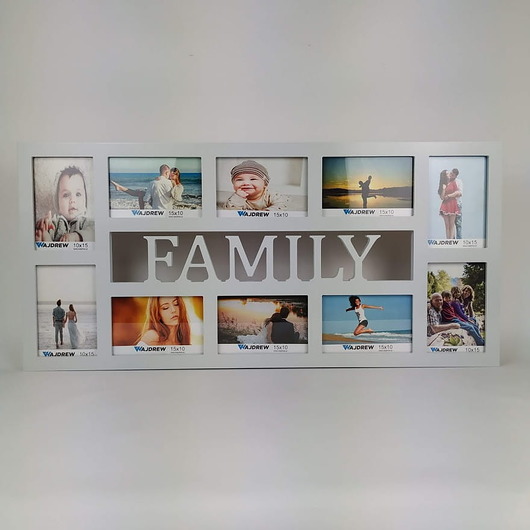 ramki na zdjęcia Multirama ramka na zdjęcie z napisem FAMILY mdf 10 zdjęć