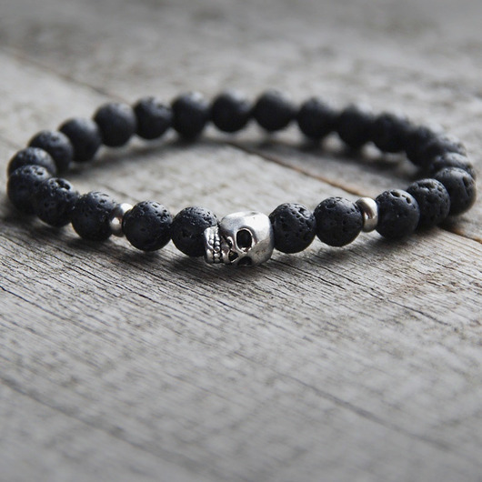 męska bransoletka :: black lava & skull V kaktusia