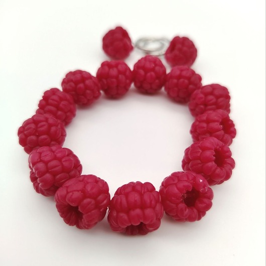 komplet biżuterii Komplet z malinami handmade bransoletka kolczyki