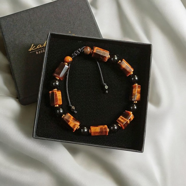 biżuteria męska PREMIUM : SUKCES, OCHRONA :: tygrysie oko, turmalin