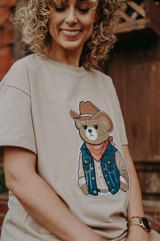 t-shirt damskie T-shirt oversize Kowboj Teddy dla mamy