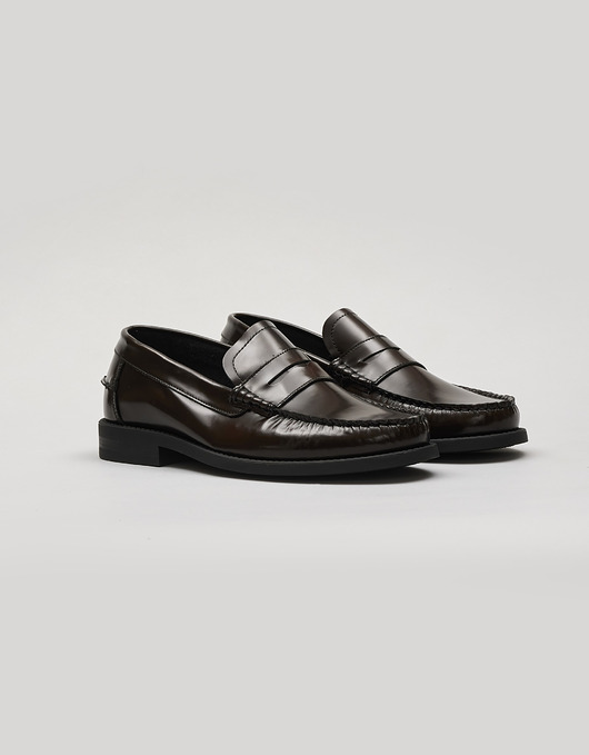buty męskie Brązowe buty penny loafers skórzane f309