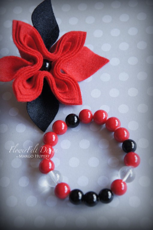 Red with Black FlowerFelt Design