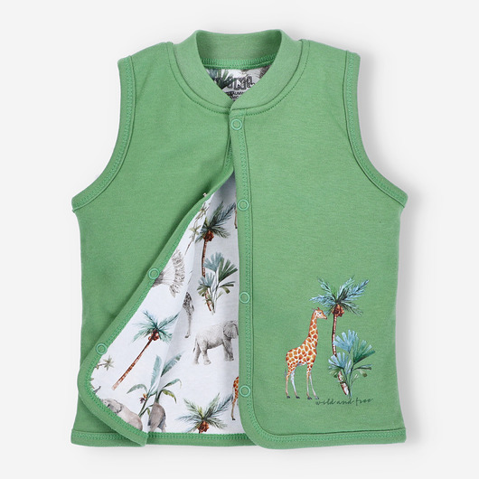 bluzy dla niemowlaka Kamizelka niemowlęca SAFARI ADVENTURE z bawełny organicznej dla chłopca 