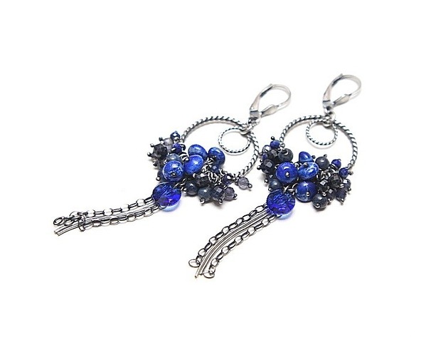 kolczyki z kamieniami Kolczyki Ring /midnight blue/ 