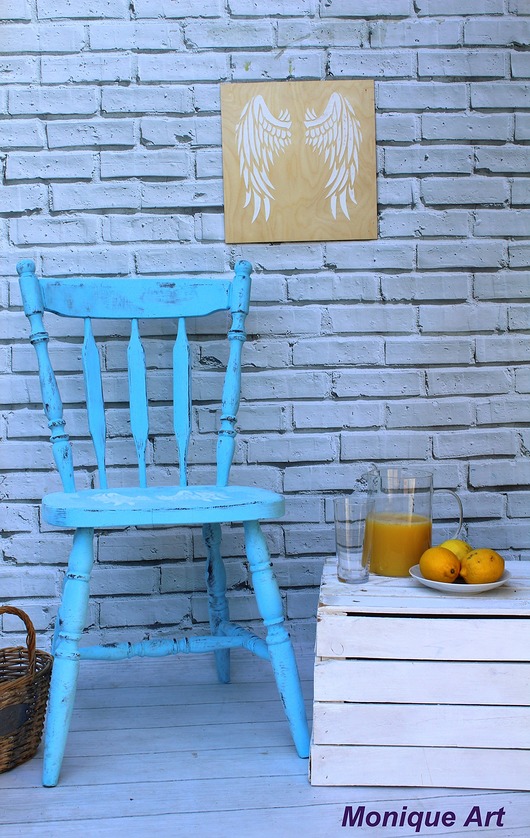 krzesła Błękitne krzesło, shabby chic, vintage, skrzydła