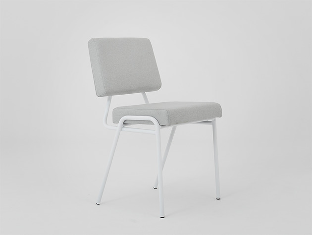 krzesła Krzesło retro SIMPLE nowoczesny prl SIMPLE - jasny szary, biała podstawa