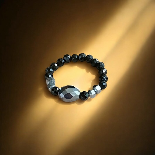 pierścionki elastyczne Pierścionek PREMIUM :: krzem, turmalin, hematyt :: PIERŚCIONEK