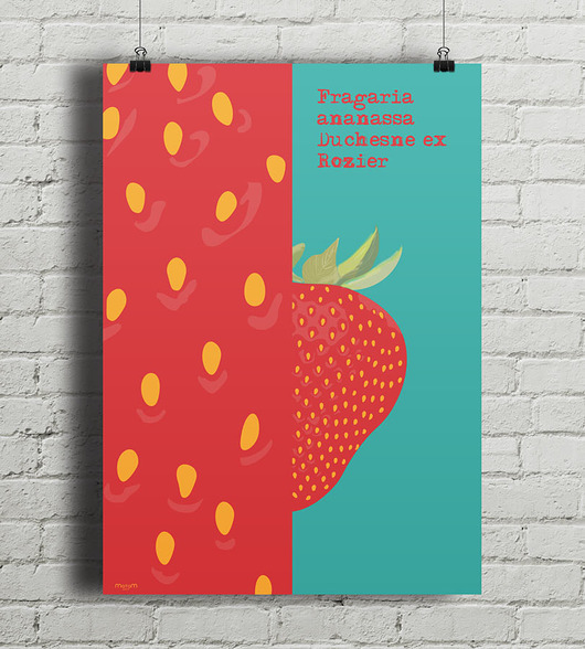 Truskawka - plakat fine art 50x70 cm minimalmill