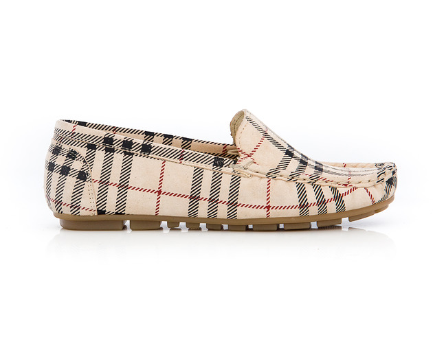 półbuty damskie SKÓRZANE MOKASYNY ZAPATO 001 BEŻ KRATKA
