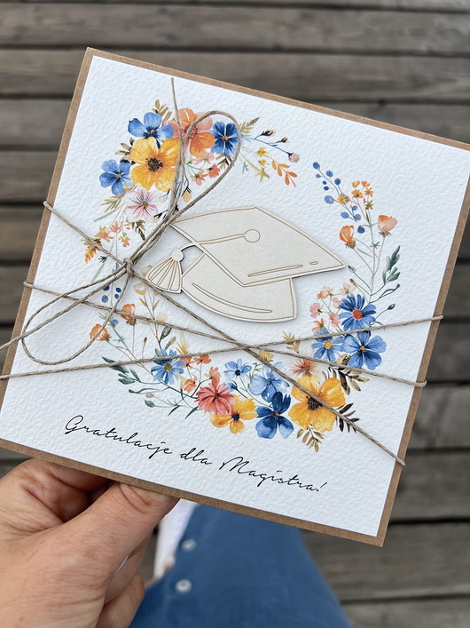 kartki scrapbooking Ręcznie robiona kartka gratulacje z okazji uzyskania absolutorium