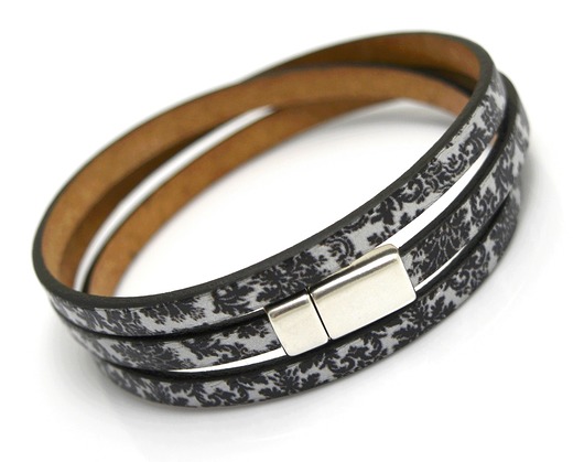 bransoletka skóra  MAGNETOOS  BAROQ SILVER Beezoo