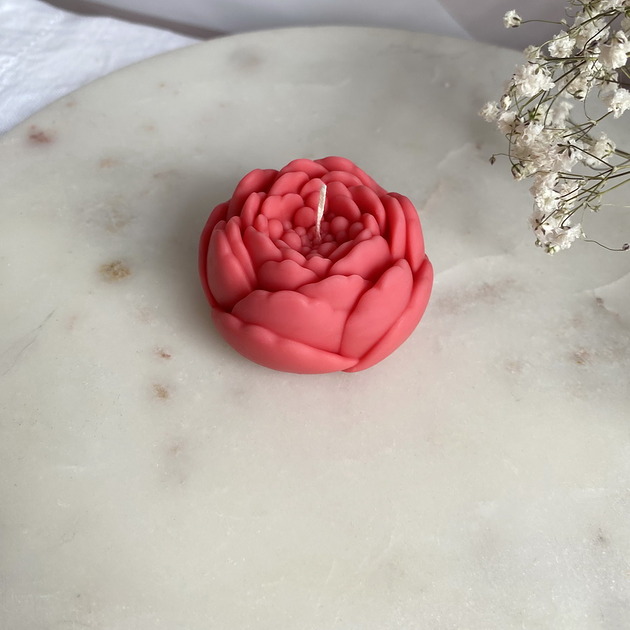 świeczniki i świece Świeca sojowa ekologiczna dekoracyjna "Flower" 57x35mm jasna czerwona