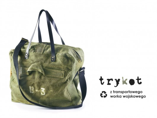 Pojemna torba z worka militarnego - upcykling  trykot