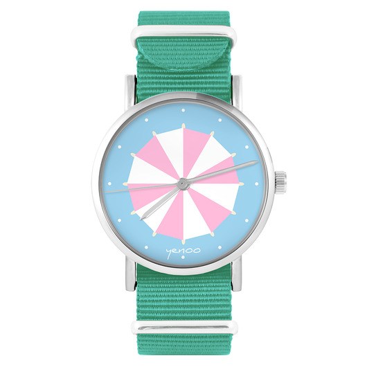 zegarki damskie Zegarek - Parasolka - turkusowy, nylonowy