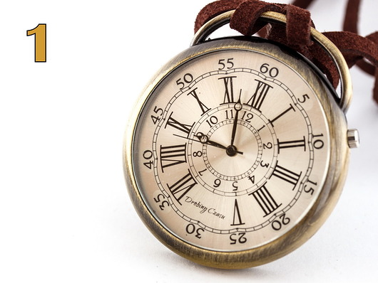 zegarki na łańcuszku Podróżnik w Czasie I (golden) - Drobiny Czasu - zegarek kwarcowy