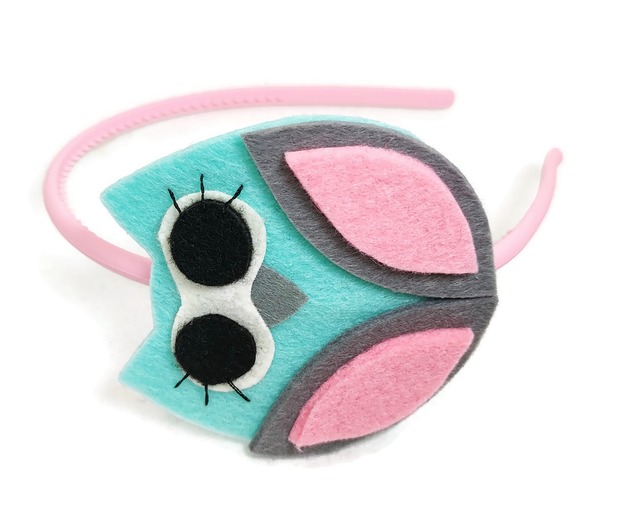 ozdoby do włosów dla dzieci Opaska dla dziewczynki z sową niebieską